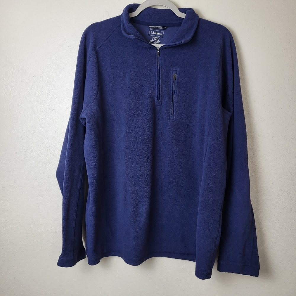 LLBean Trail Fleece Quarter Zip Pull Over Navy Blue Men's Size‎ Large Tall